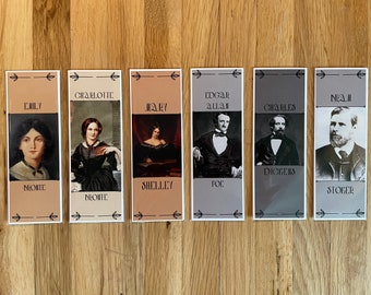 Handmade Bookmarks Vintage Gothic Authors & Novels Frankenstein Dracula Wuthering Heights