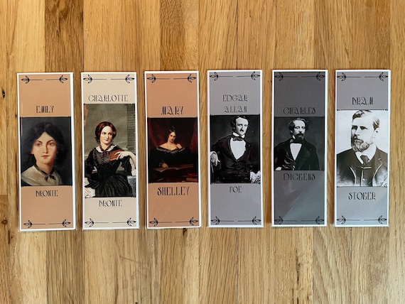 Handmade Bookmarks Vintage Gothic Authors & Novels Frankenstein Dracula Wuthering Heights