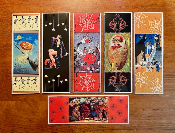 Handmade Bookmarks Vintage Halloween Spooks Ghosts Trick or Treat