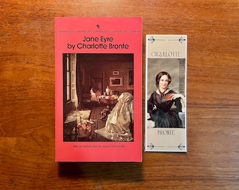 Jane Eyre by Charlotte Brontë 1987 Edition Vintage Paperback Book & Bookmark Set Gothic Classics