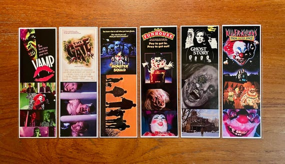 Handmade Bookmarks 80s Cult Classic Horror Films Killer Klowns Funhouse Ghost Story Monster Squad