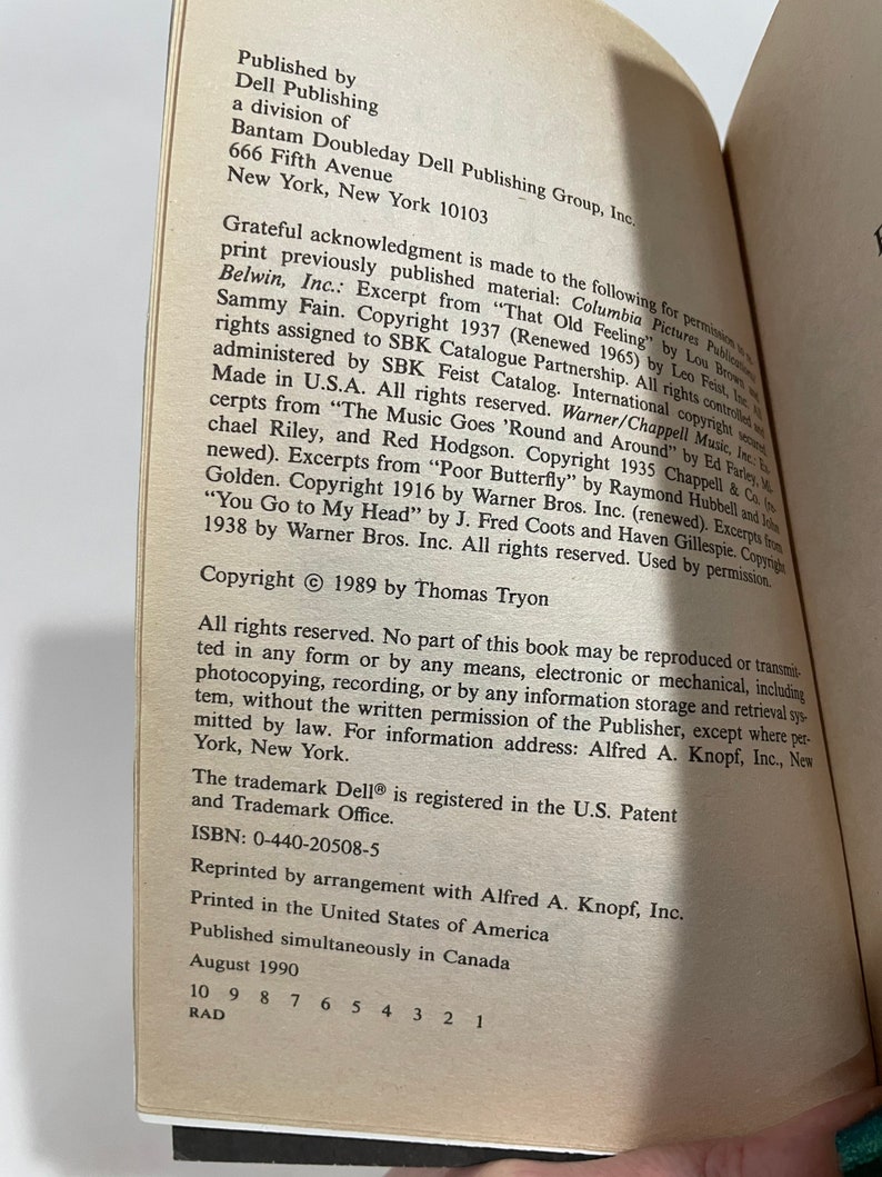 Tryon Title The Night of the Moonbow by Thomas Tryon 1990 First Edition Vintage ...