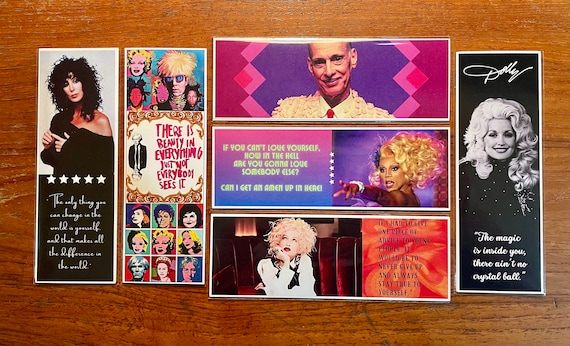 LGBTQ+ Pride Icons and Allies Handmade Bookmarks John Waters Cher Warhol