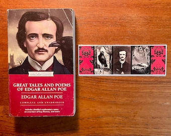 Edgar Allan Poe Paperback Book with Gothic Bookmark Set