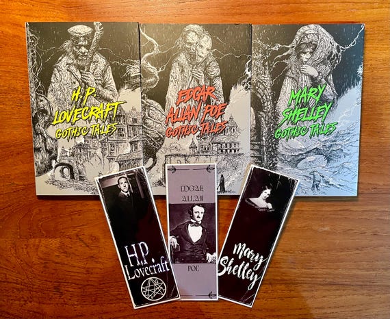 Gothic Tales: Mary Shelley Edgar Allan Poe H.P. Lovecraft Short Story Collections Pocket Sized Paperbacks Set