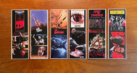 Handmade Bookmarks 80s & 90s Horror Film Series Evil Dead Howling Halloween III Nightbreed Candyman Army of Darkness