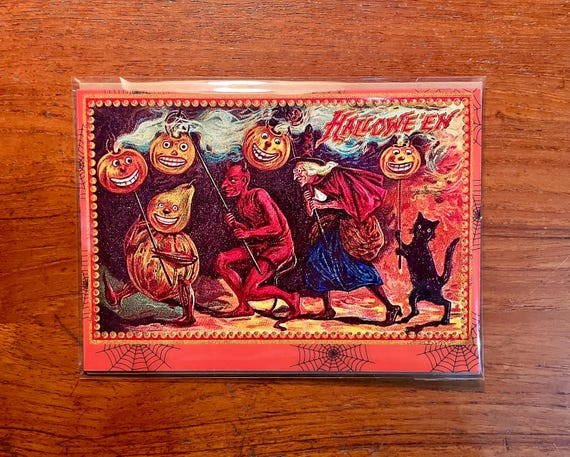 HALLOWEEN Handmade Greeting Card Vintage Spooks Night Out Cards