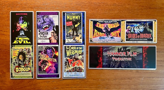 HAMMER HORROR Film Classics Handmade Bookmarks Gorgon Mummy Frankenstein Dracula Werewolf