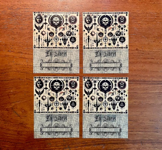 Ex Libris Bookplate Sticker OCCULT SYMBOLS Sketchbook Label Junk Journaling Personal Library