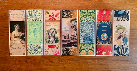 JANE AUSTEN Handmade Bookmarks Victorian Regency Classics Emma Persuasion Pride & Prejudice