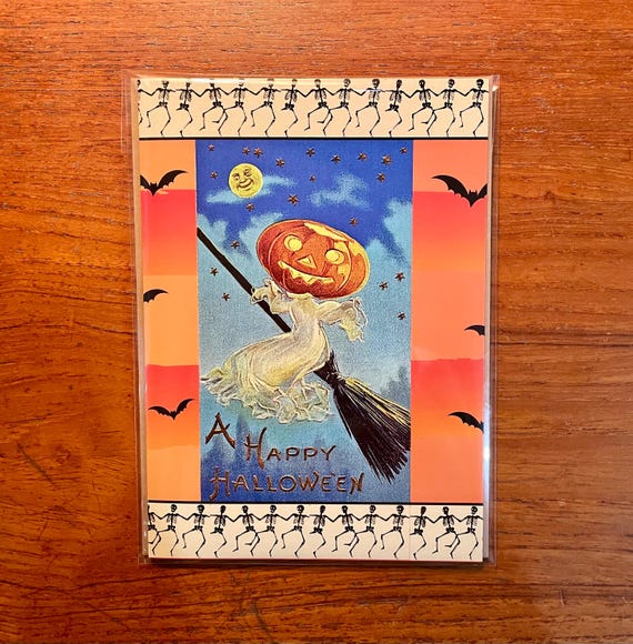 HALLOWEEN Handmade Greeting Card Vintage Flying Ghost Cards