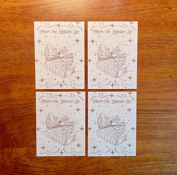 Ex Libris Bookplate Sticker BOOKS & STARS Sketchbook Label Junk Journaling Personal Library