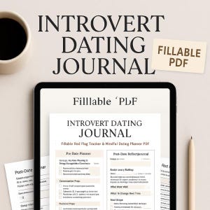 Introvert Dating Journal – Fillable Red Flag Tracker & Mindful Dating Planner PDF | Relationship Reflection Workbook