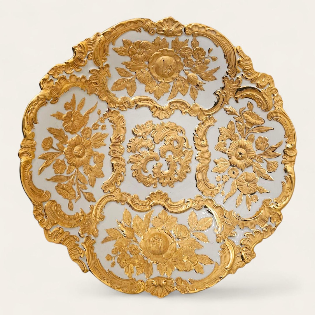 Rococo Ribbon Plate Meissen Rococo Gold Relief Porcelain Plate - Etsy