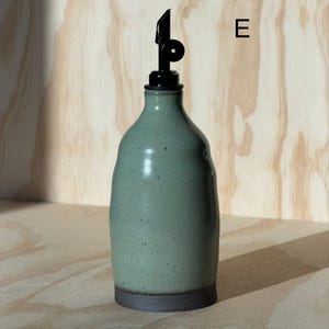 olive oil bottle, syrup dispenser, handmade oil cruet deep sage XL 15oz(E)