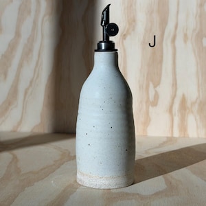 olive oil bottle, syrup dispenser, handmade oil cruet seashell 11oz (J)