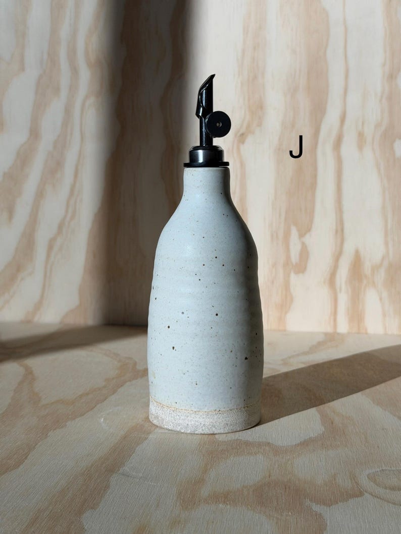 olive oil bottle, syrup dispenser, handmade oil cruet seashell 11oz (J)