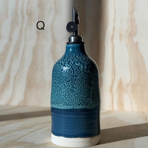 olive oil bottle, syrup dispenser, handmade oil cruet cenote mix 14oz (Q)