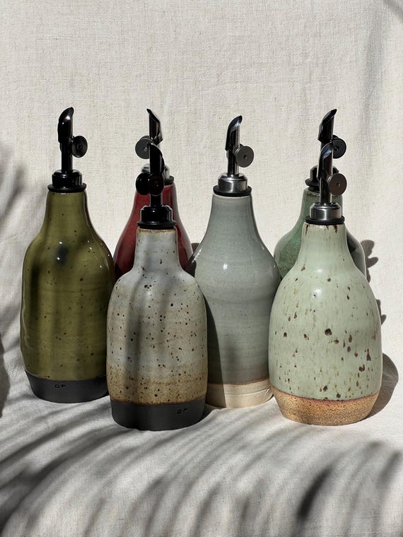 olive oil bottle, syrup dispenser, handmade oil cruet