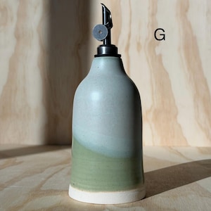 olive oil bottle, syrup dispenser, handmade oil cruet cosmic green 11oz(G)