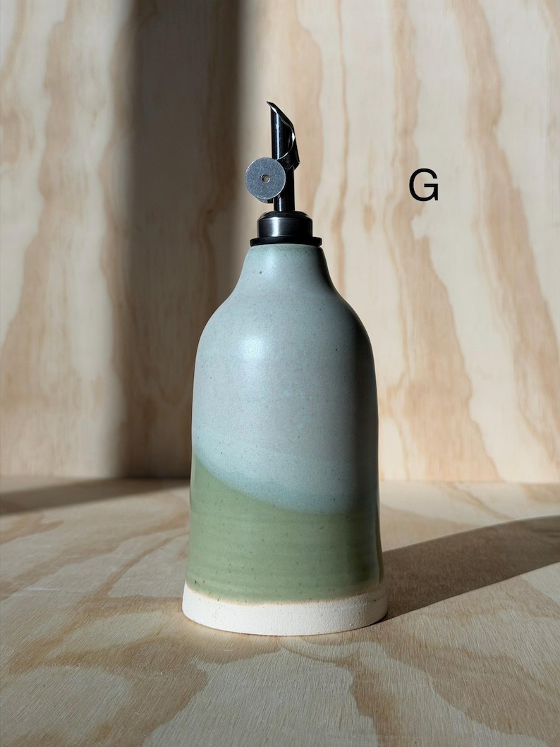 olive oil bottle, syrup dispenser, handmade oil cruet cosmic green 11oz(G)