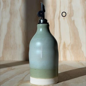 olive oil bottle, syrup dispenser, handmade oil cruet cosmic green 13oz(O)