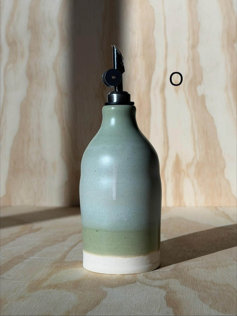 olive oil bottle, syrup dispenser, handmade oil cruet cosmic green 13oz(O)