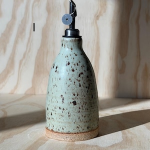 olive oil bottle, syrup dispenser, handmade oil cruet pistachio 12oz (I)
