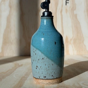 olive oil bottle, syrup dispenser, handmade oil cruet nebula blue 11oz (F)