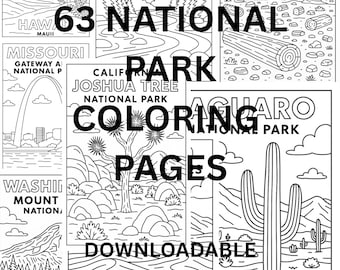 63 Parques Nacionales en EE. UU. - Hojas para colorear