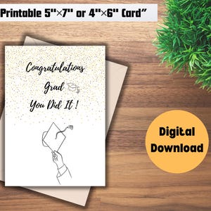 Carte de félicitations pour l'obtention du diplôme, carte de remise de diplôme, carte de remise de diplôme imprimable de félicitations, carte imprimable, téléchargement immédiat, carte de 5 x 7 po.
