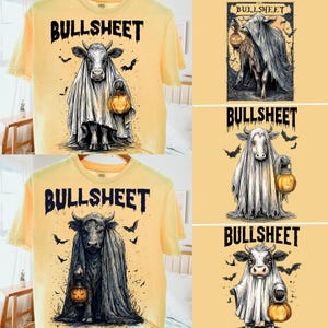 Retro Bullsheet Halloween Png, Moo I Mean Boo Png, Funny Halloween Highland Cow Png, Trendy Cute Cow Shirt Design, Trick Or Treat Png