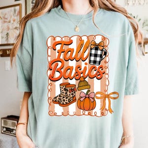Retro Fall Basics Png, Retro Fall Pumpkin Bow Png, Fall Coquette Bow PNG, Fall Shirt Png, Autumn Girly Png, Girl Autumn Sublimation Design