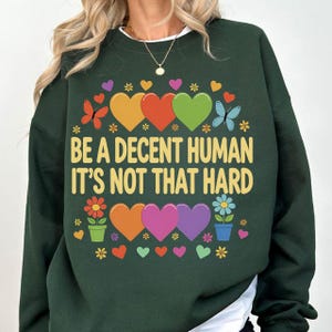 LGBT Heart Retro Be A Decent Human It’s Not That Hard T-Shirt Design SVG PNG Pride Quote Sublimation File for Shirt Mug Sticker