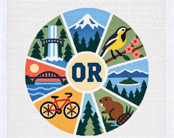 Oregon Coast, Pacific Northwest  Needlepoint Canvas, 18 Mesh