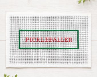 Pickleballer Needlepoint Canvas, Hand-Painted Pickleball Quote Design, Custom Color Sports Gift