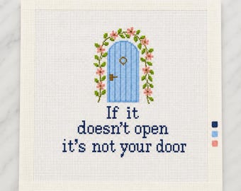 Inspirational Needlepoint Canvas, Floral Door Quote, Motivational Stitch Project