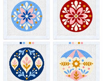 Beginner Christmas Floral Designs Needlepoint Ornament Canvas 13 Mesh