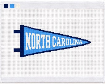 North Carolina Needlepoint Canvas,  13 Mesh State Pennant, Hand Painted Needlepoint