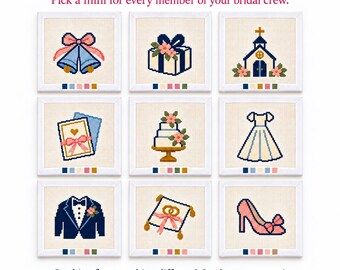 Bachelorette Needlepoint 3x3 Mini Canvas,  Bridesmaid Gift, Wedding 18 Mesh  Bridal Party Stitch Night