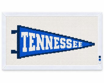 Tennessee  Needlepoint Canvas,  13 Mesh State Pennant, Hand Painted