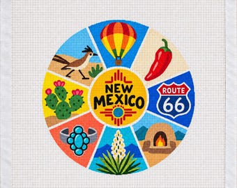 New Mexico Needlepoint Canvas, Southwest 18 Mesh Route 66, Albuquerque Travel