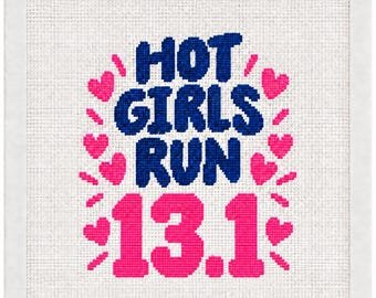 Half Marathon Needlepoint Canvas, Female Marathon Runner Gift, Running 18 Mesh Canvas