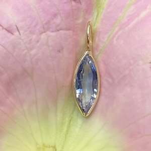 Light Blue Sapphire Marquis Solid 14K Yellow Gold Pendant Charm