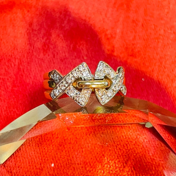 Solid 14K Yellow and Diamond Angular Vintage Ring… - image 6