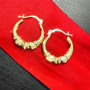 Solid 10K Yellow Gold .65" Double Ram Hoop Earrings