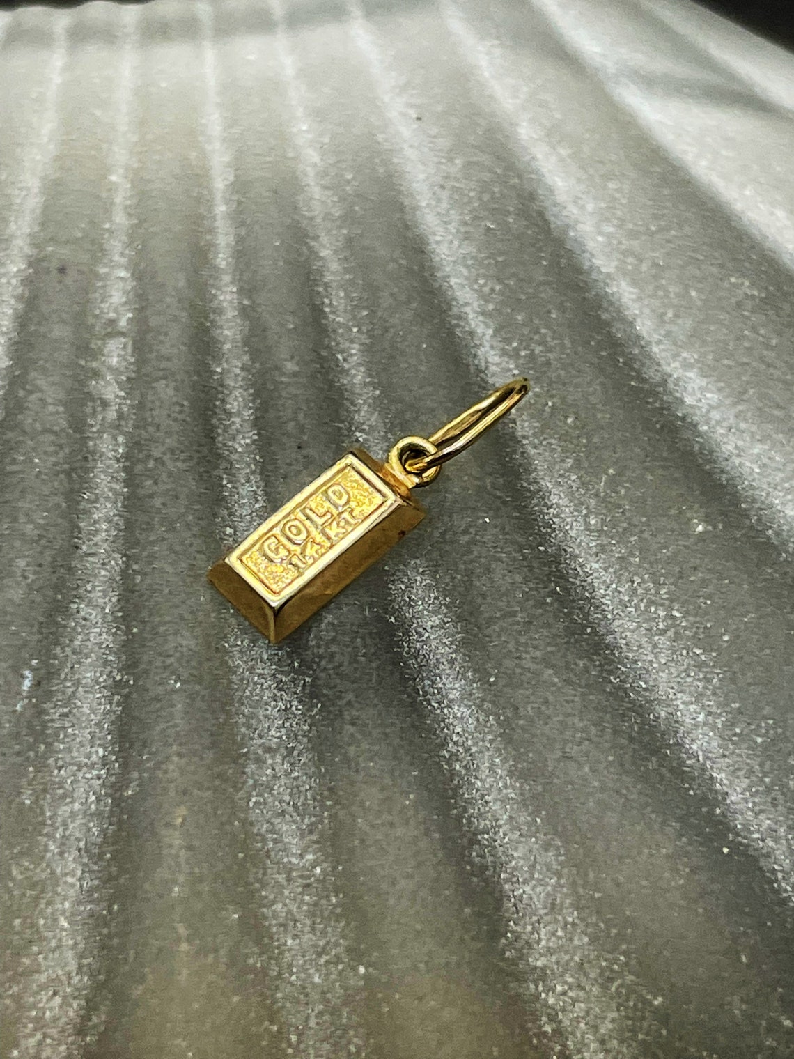 Vintage Mini 14K Yellow Gold Bar Charm 15x5mm Etsy