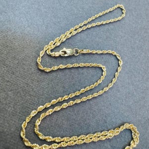 22” 1.5mm Solid 10K Yellow Gold Diamond Cut Rope Chain Necklace