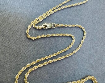 22” 1.5mm Solid 10K Yellow Gold Diamond Cut Rope Chain Necklace