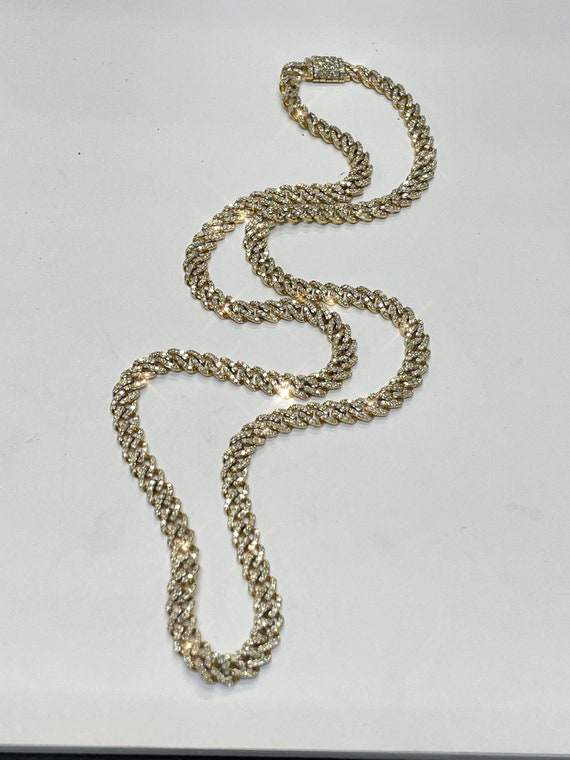 22" 5mm 14K Solid Yellow Gold Pave Natural Diamond